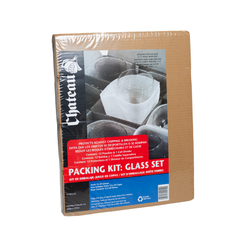 Glass divider packing kit for a 1.5 cube box